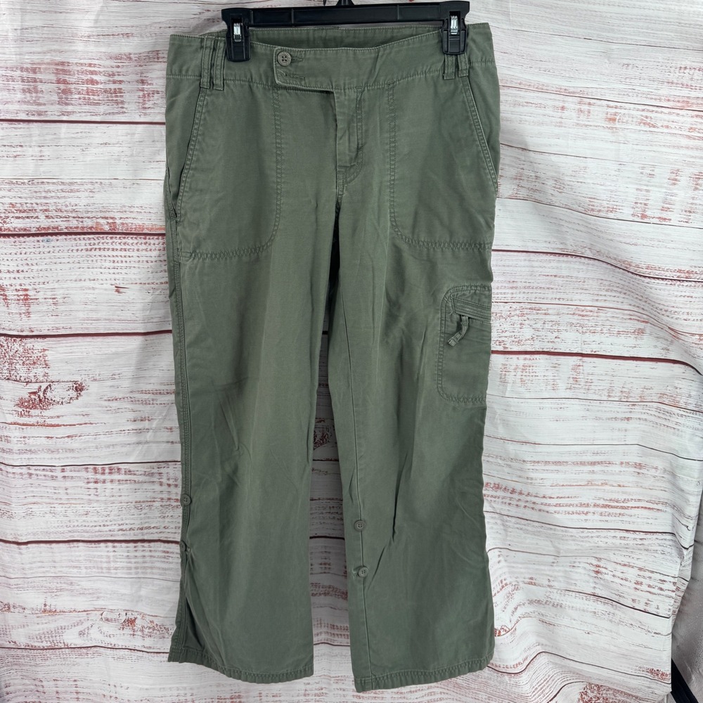 The North Face Pants Womens Size 6 Green Cargo Hiking Pants Button Cuff Utility